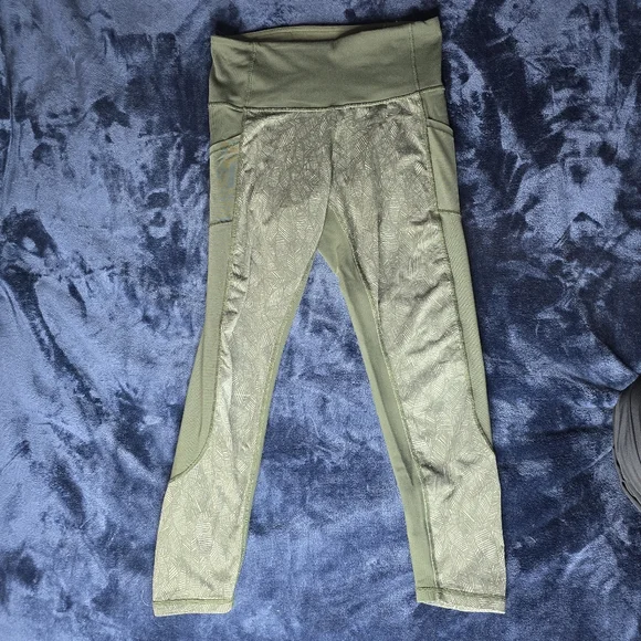 Lululemon High Times Pant Luxtreme Mesh Size 10 Jazzy White Gator Green / Gator - Picture 5 of 15